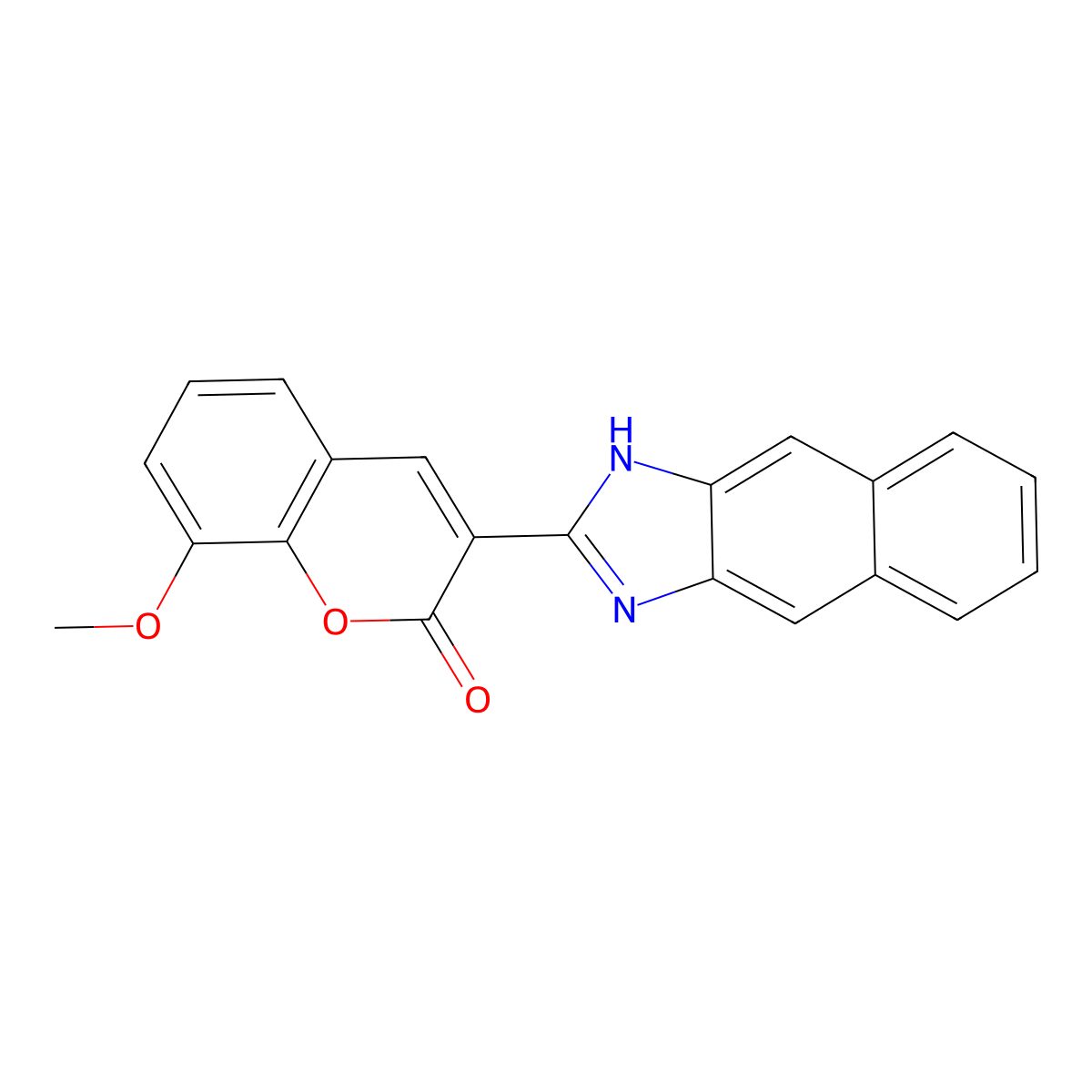 8-Methoxy-3-(1H-naphtho[2,3-d]imidazol-2-yl)-2H-chromen-2-one molecular structure, CAS 293763-29-8