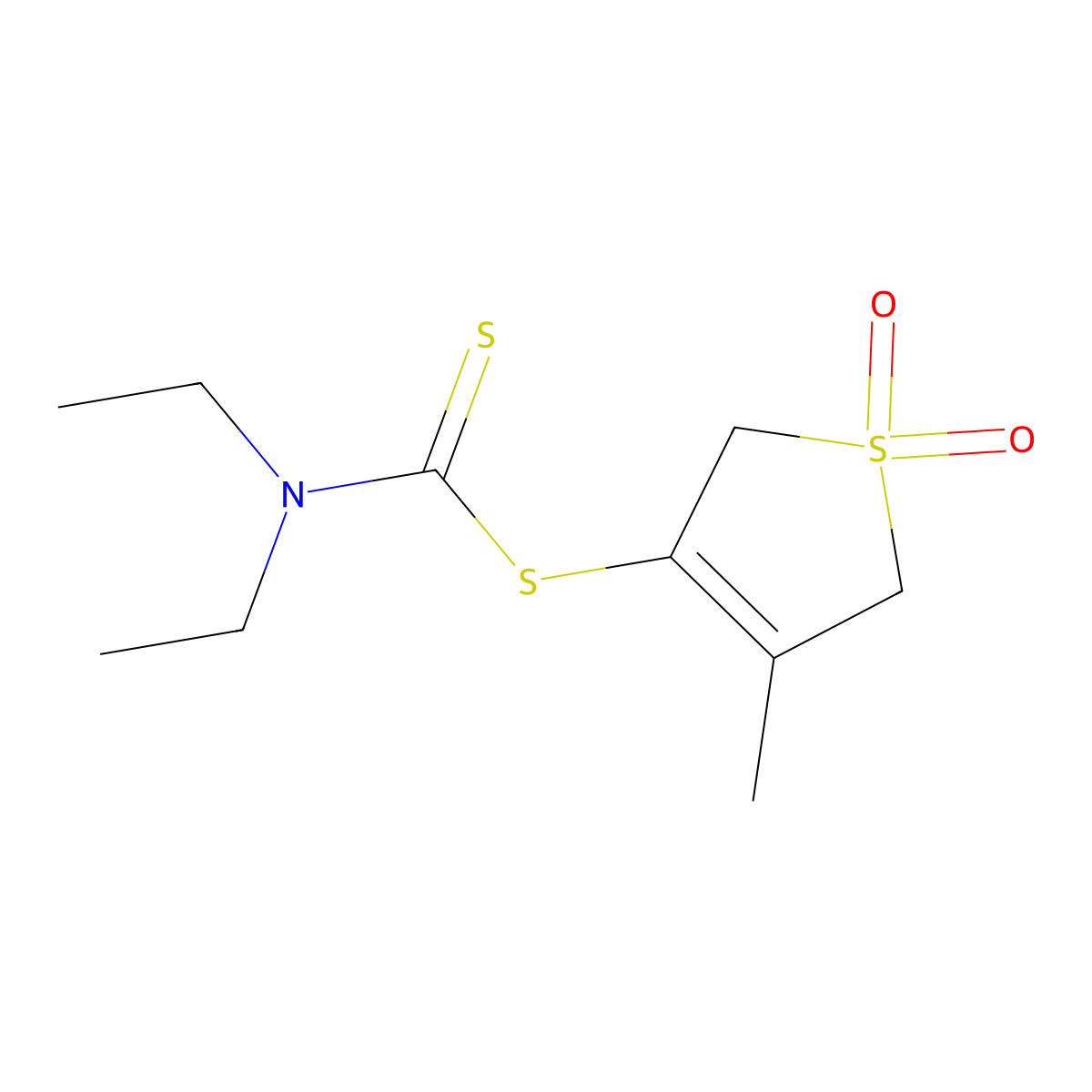 4-Methyl-1,1-dioxido-2,5-dihydrothiophen-3-yl diethylcarbamodithioate molecular structure, CAS 293763-30-1