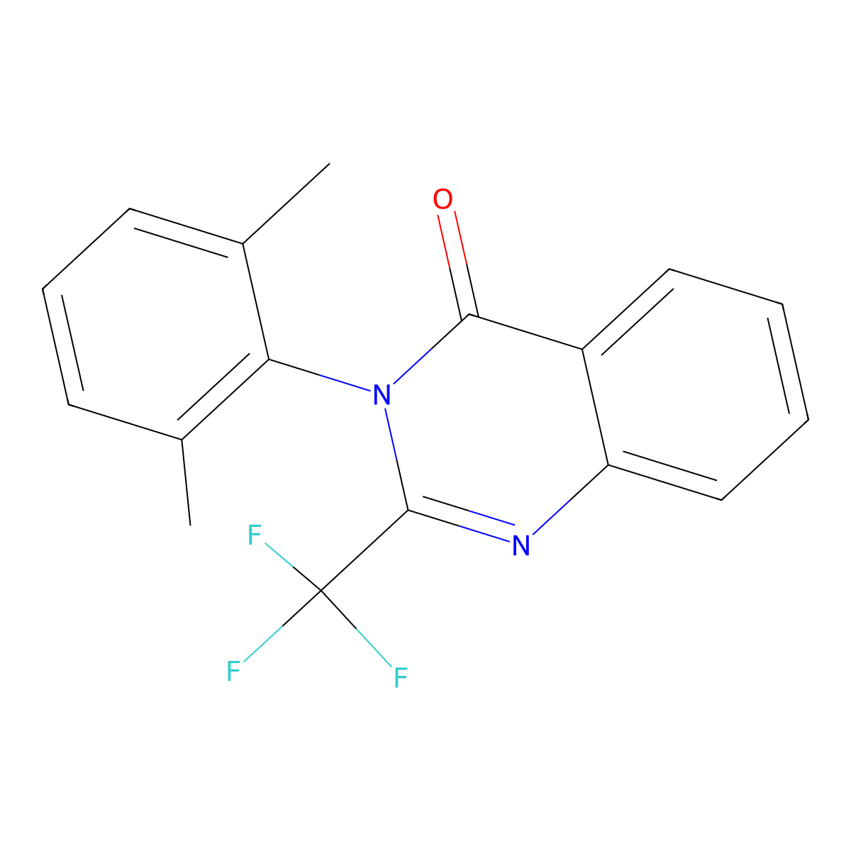 3-(2,6-Dimethylphenyl)-2-(trifluoromethyl)quinazolin-4-one molecular structure, CAS 293763-38-9