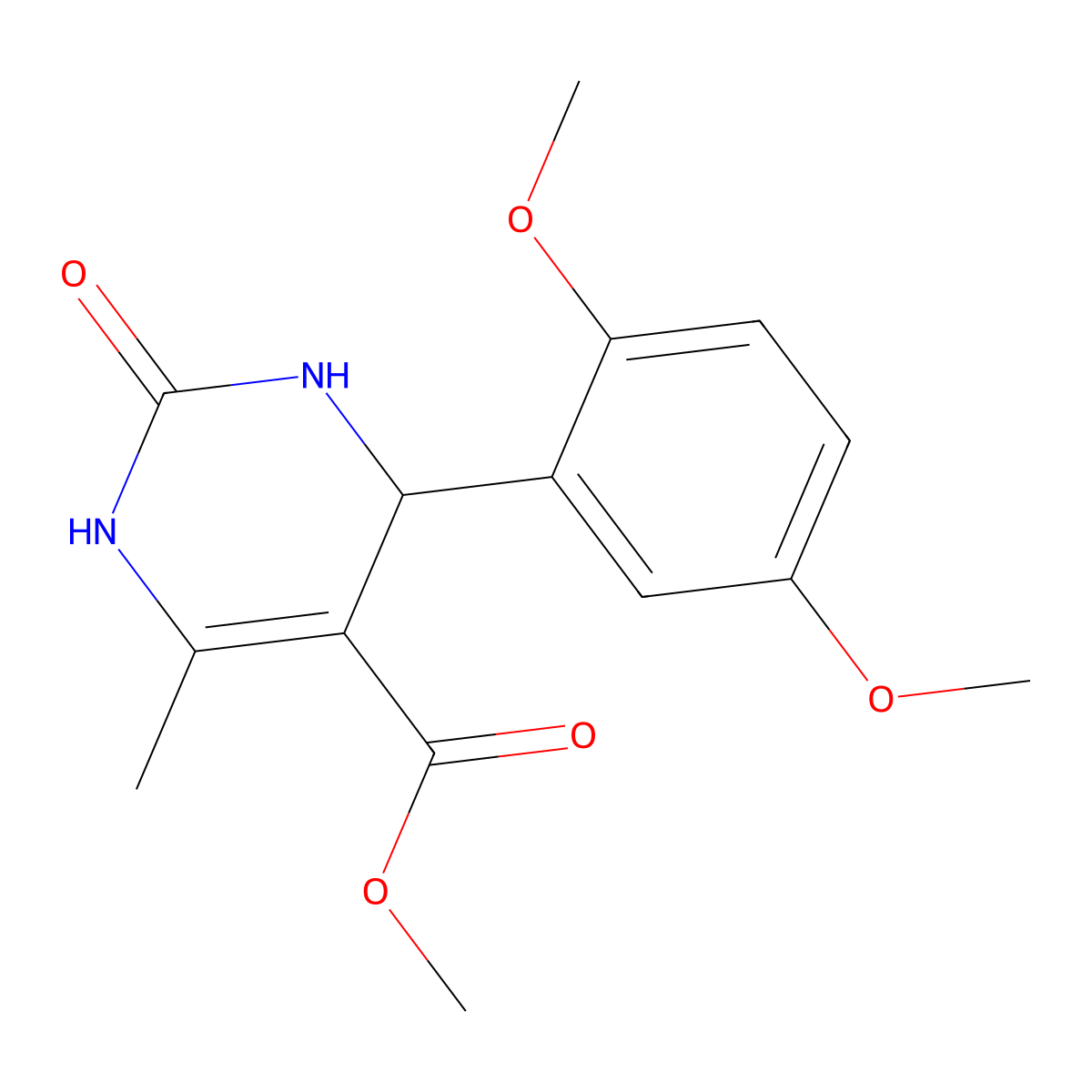 Methyl 4-(2,5-dimethoxyphenyl)-6-methyl-2-oxo-1,2,3,4-tetrahydropyrimidine-5-carboxylate molecular structure, CAS 293764-10-0