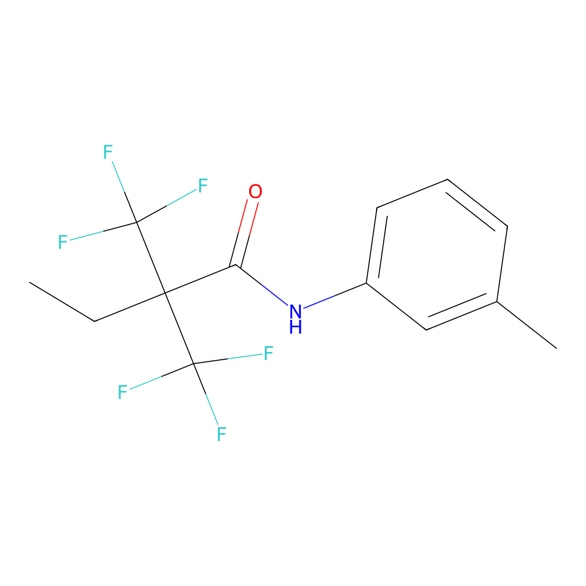 N-(3-methylphenyl)-2,2-bis(trifluoromethyl)butanamide molecular structure, CAS 293764-16-6