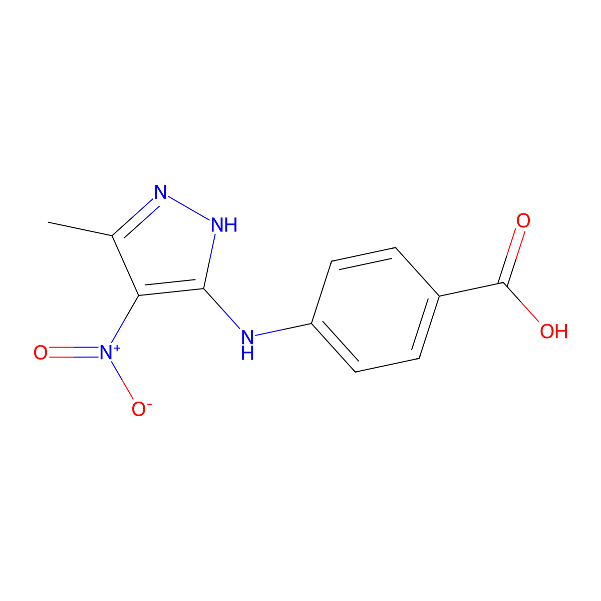 4-[(5-methyl-4-nitro-1H-pyrazol-3-yl)amino]benzoic acid molecular structure, CAS 293764-65-5