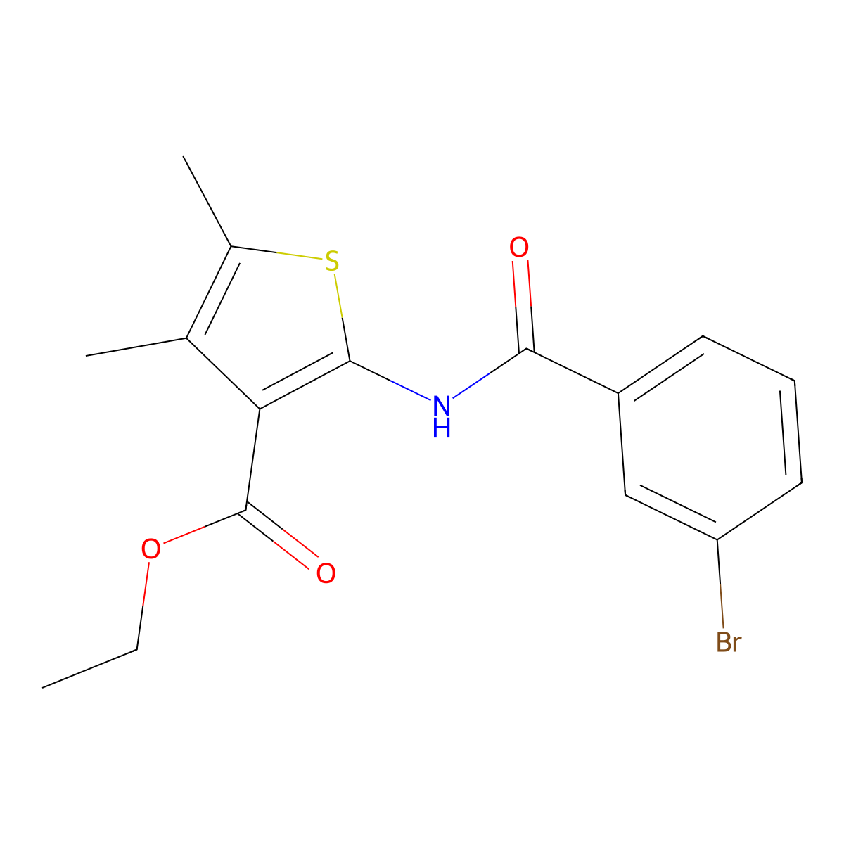 Ethyl 2-(3-bromobenzamido)-4,5-dimethylthiophene-3-carboxylate molecular structure, CAS 293764-66-6
