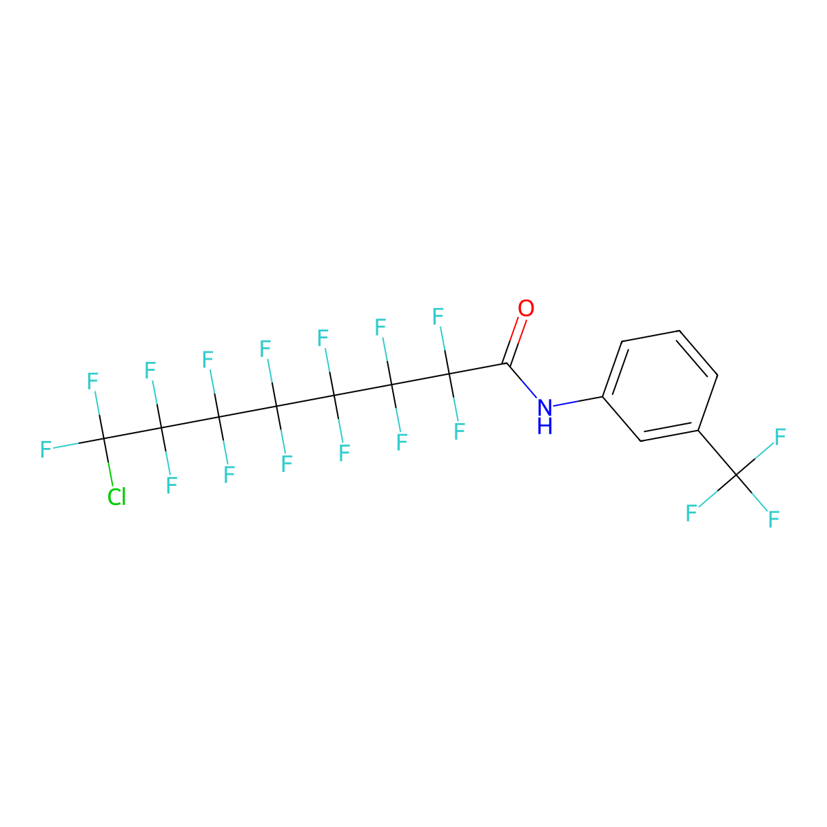 8-Chloro-2,2,3,3,4,4,5,5,6,6,7,7,8,8-tetradecafluoro-N-(3-(trifluoromethyl)phenyl)octanamide molecular structure, CAS 293764-93-9
