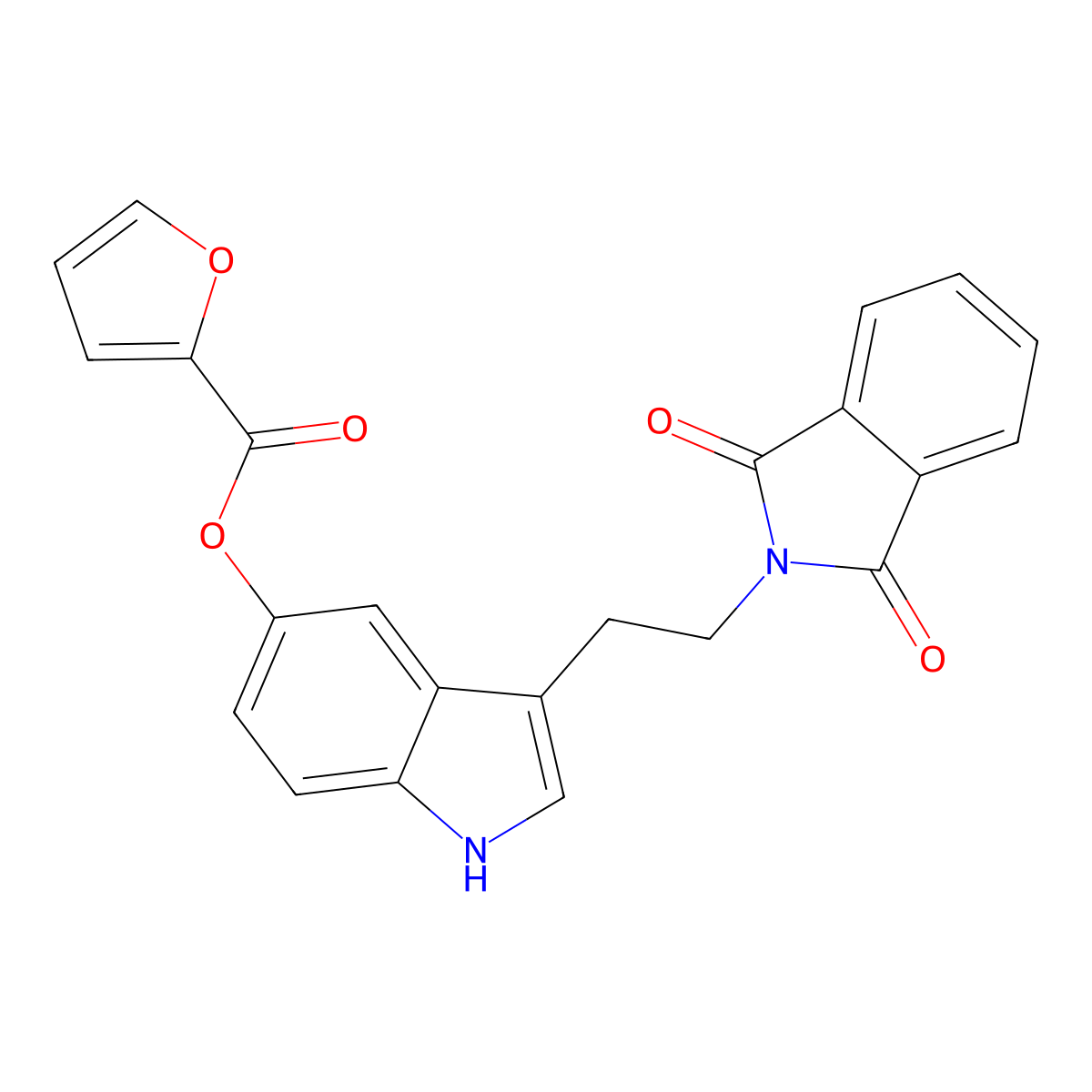 3-[2-(1,3-dioxo-1,3-dihydro-2H-isoindol-2-yl)ethyl]-1H-indol-5-yl furan-2-carboxylate molecular structure, CAS 293765-32-9
