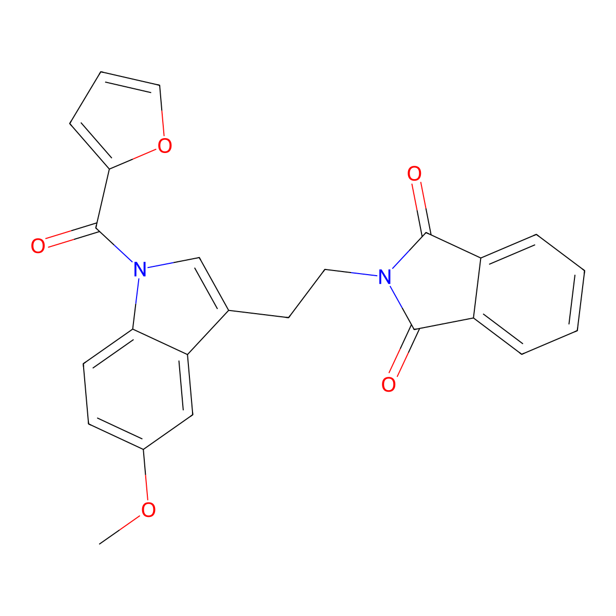 2-[2-[1-(Furan-2-carbonyl)-5-methoxyindol-3-yl]ethyl]isoindole-1,3-dione molecular structure, CAS 293765-39-6