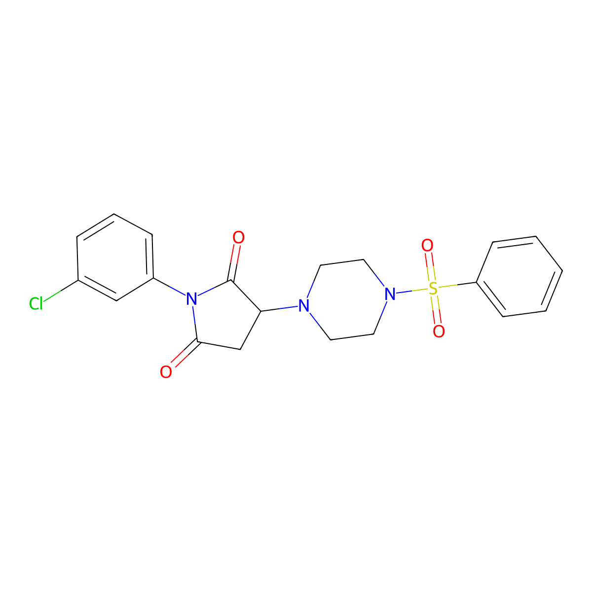 3-[4-(Benzenesulfonyl)piperazin-1-yl]-1-(3-chlorophenyl)pyrrolidine-2,5-dione molecular structure, CAS 293765-98-7