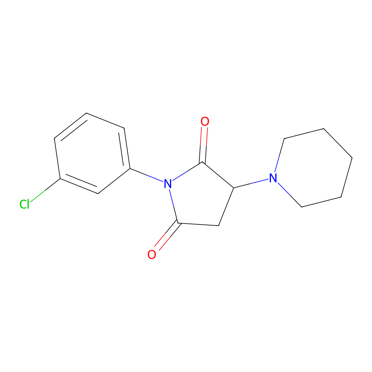 1-(3-Chlorophenyl)-3-(piperidin-1-yl)pyrrolidine-2,5-dione molecular structure, CAS 293765-99-8