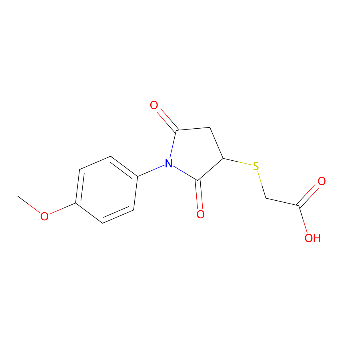 {[1-(4-Methoxyphenyl)-2,5-dioxopyrrolidin-3-yl]sulfanyl}acetic acid molecular structure, CAS 293766-00-4