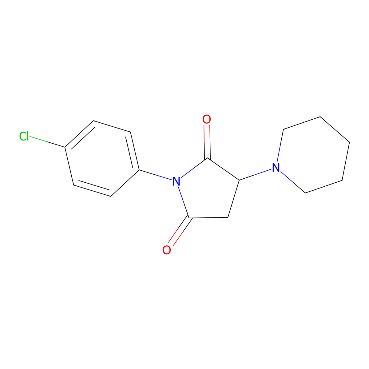 1-(4-Chlorophenyl)-3-(piperidin-1-yl)pyrrolidine-2,5-dione molecular structure, CAS 293766-01-5