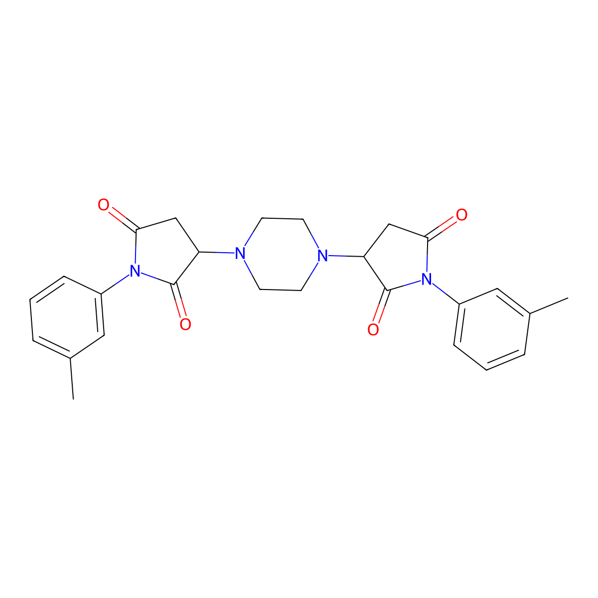 1-(3-Methylphenyl)-3-[4-[1-(3-methylphenyl)-2,5-dioxopyrrolidin-3-yl]piperazin-1-yl]pyrrolidine-2,5-dione molecular structure, CAS 293766-03-7