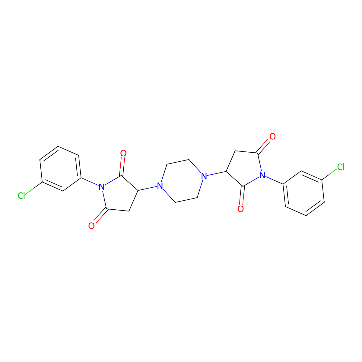 1-(3-Chlorophenyl)-3-[4-[1-(3-chlorophenyl)-2,5-dioxopyrrolidin-3-yl]piperazin-1-yl]pyrrolidine-2,5-dione molecular structure, CAS 293766-04-8