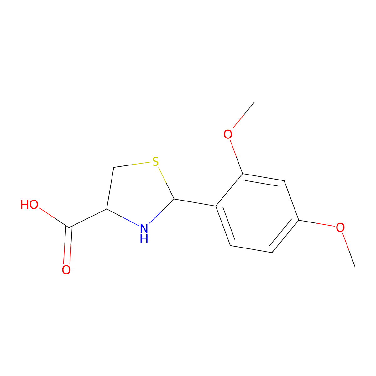 2-(2,4-Dimethoxyphenyl)thiazolidine-4-carboxylic acid molecular structure, CAS 293766-06-0