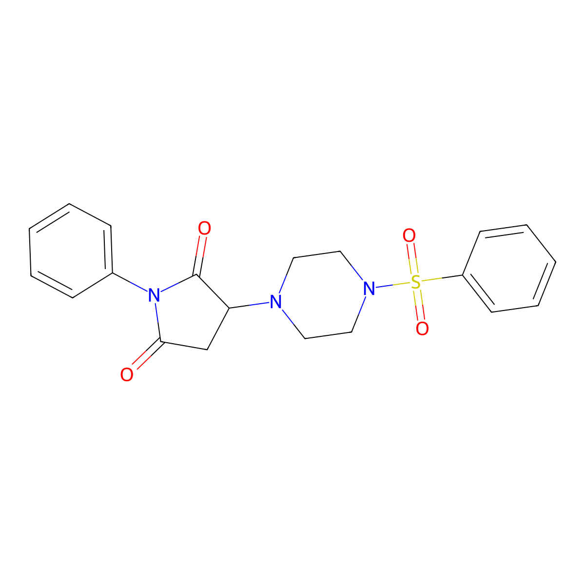 1-Phenyl-3-[4-(phenylsulfonyl)-1-piperazinyl]-2,5-pyrrolidinedione molecular structure, CAS 293766-07-1