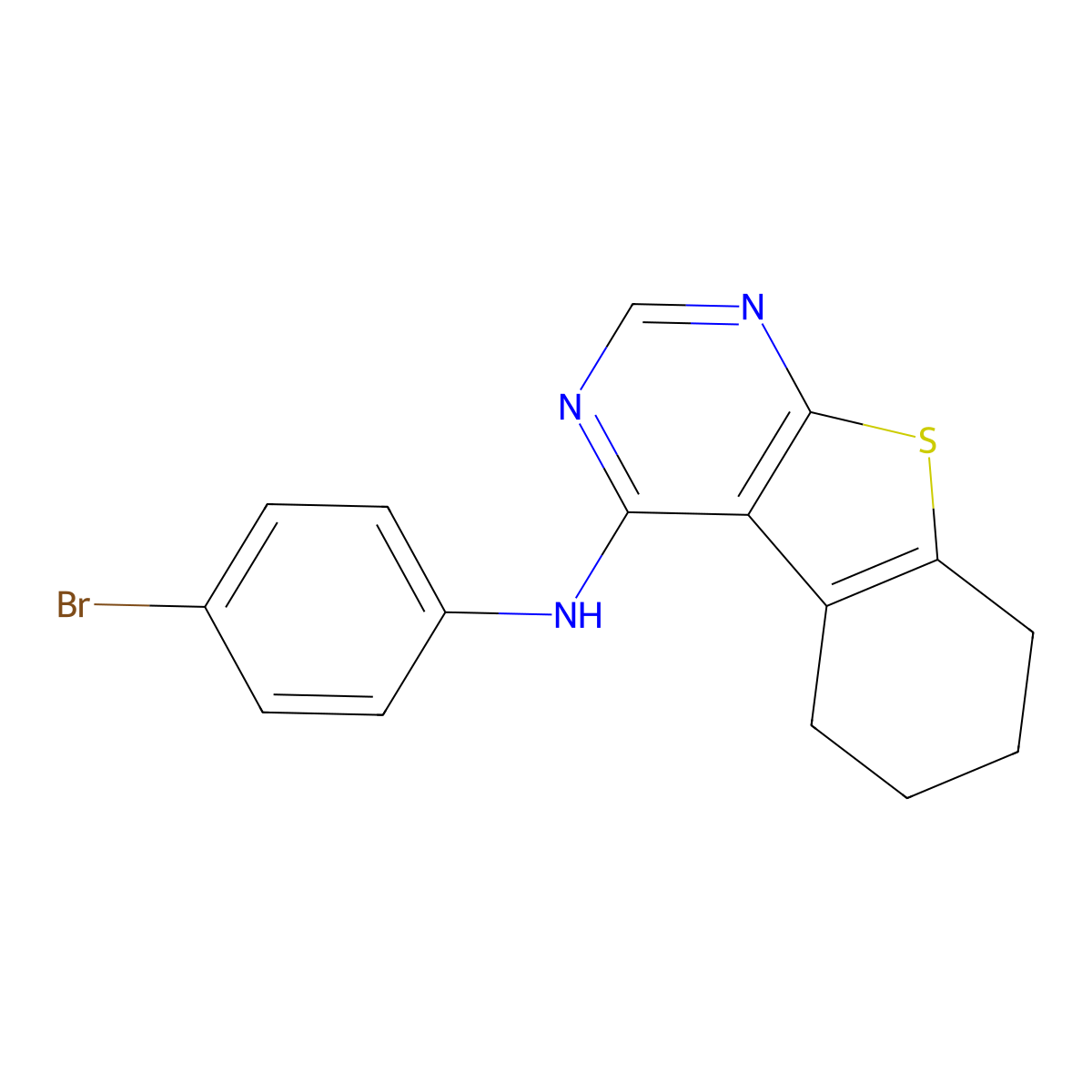 N-(4-bromophenyl)-5,6,7,8-tetrahydrobenzo[4,5]thieno[2,3-d]pyrimidin-4-amine molecular structure, CAS 293766-33-3