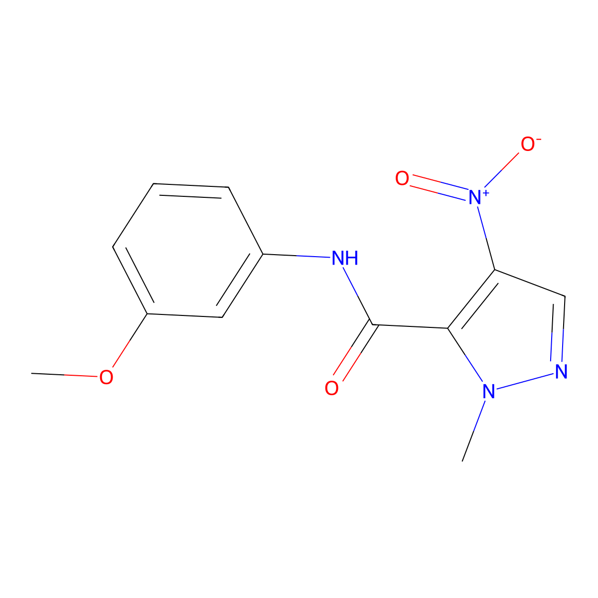 N-(3-methoxyphenyl)-2-methyl-4-nitropyrazole-3-carboxamide molecular structure, CAS 293766-36-6