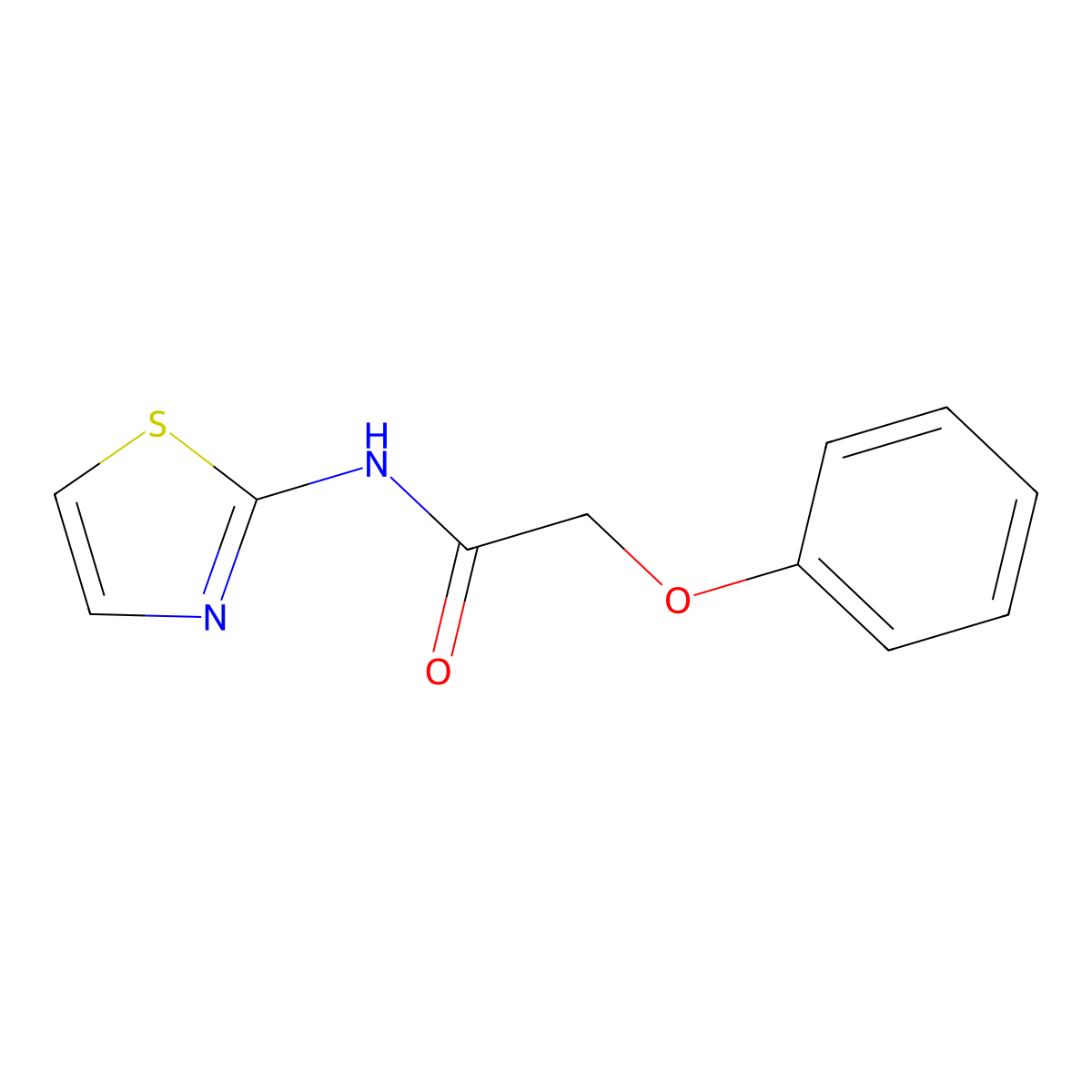2-phenoxy-N-(1,3-thiazol-2-yl)acetamide molecular structure, CAS 293767-77-8