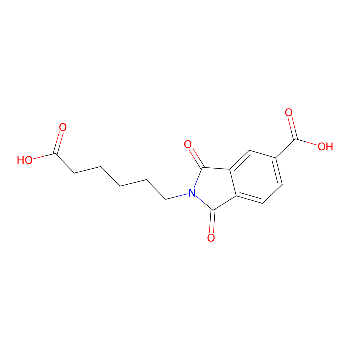 4-carboxy-N-(5-carboxypentyl)phthalimide molecular structure, CAS 29378-16-3
