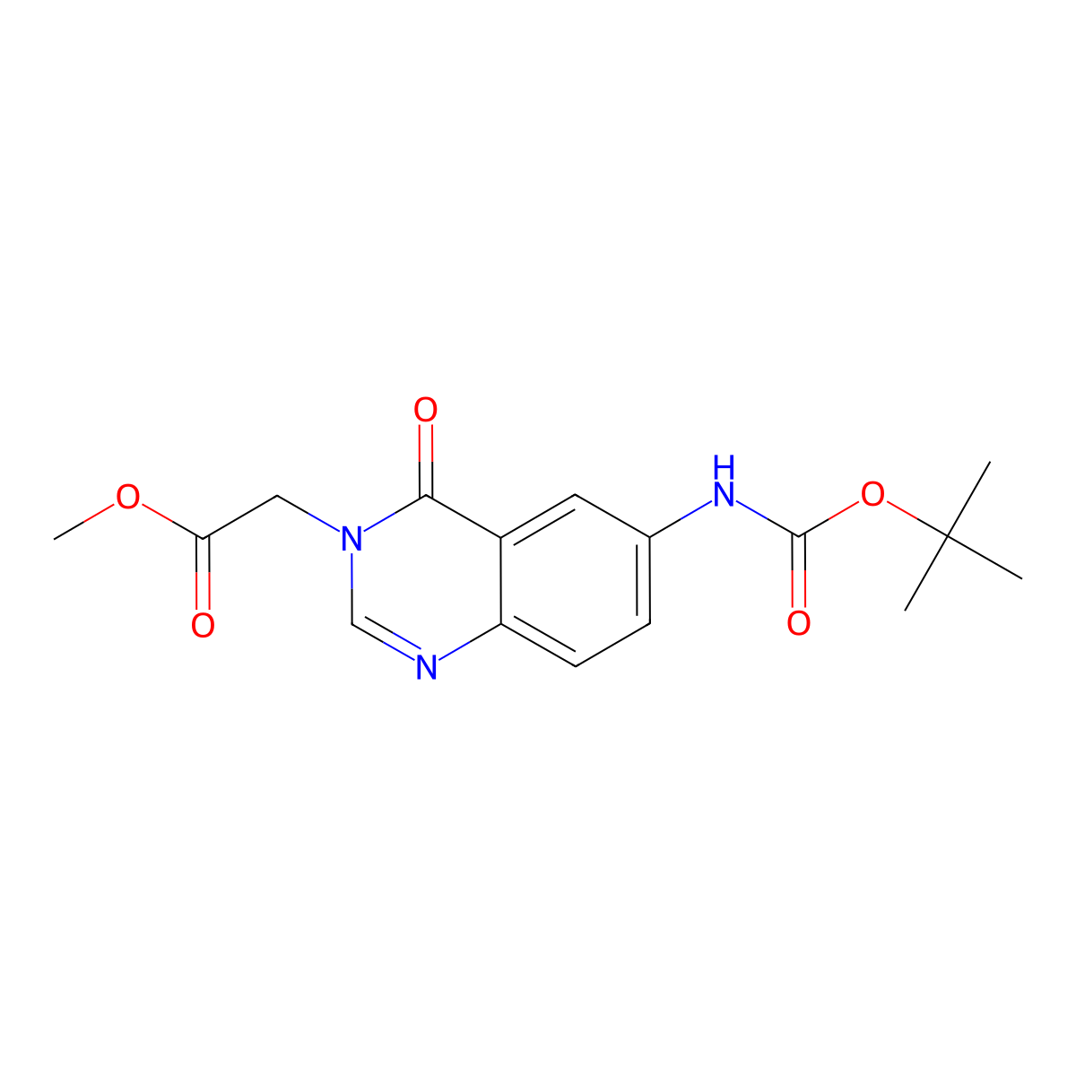 Methyl 2-[6-(tert-butoxycarbonylamino)-4-oxo-quinazolin-3-yl]acetate molecular structure, CAS 2937864-67-8