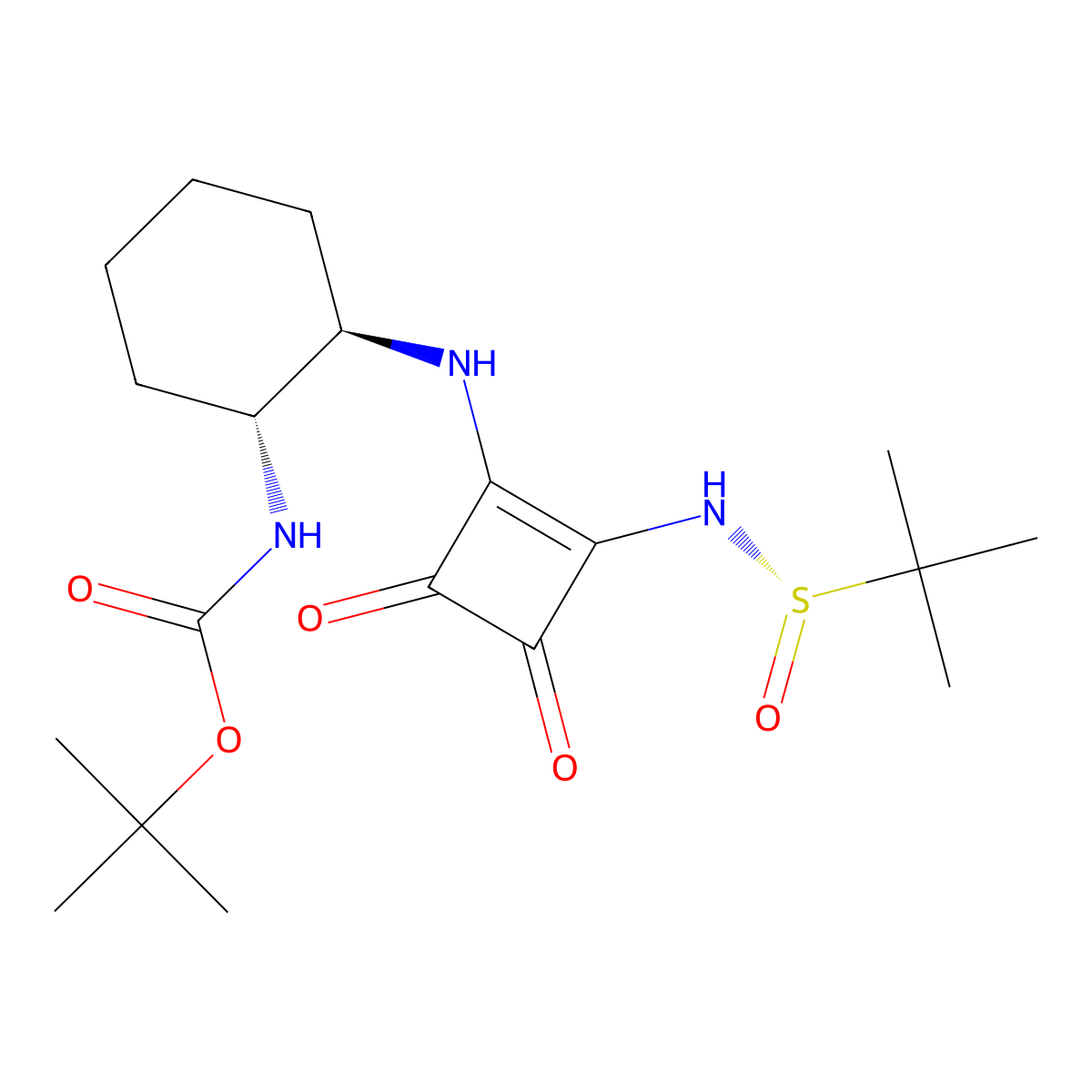 tert-Butyl ((1R,2R)-2-((2-(((S)-tert-butylsulfinyl)amino)-3,4-dioxocyclobut-1-en-1-yl)amino)cyclohexyl)carbamate molecular structure, CAS 2937962-45-1