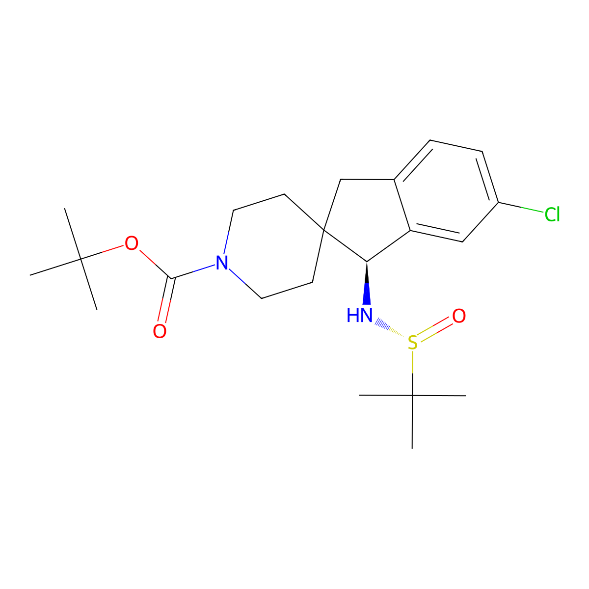 (S)-1'-Boc-1-[[(R)-tert-butylsulfinyl]amino]-6-chloro-1,3-dihydrospiro[indene-2,4'-piperidine] molecular structure, CAS 2938025-93-3
