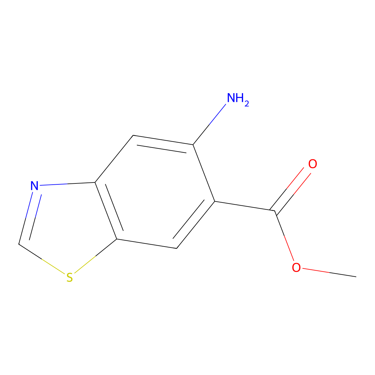 Methyl 5-amino-1,3-benzothiazole-6-carboxylate molecular structure, CAS 2938161-70-5