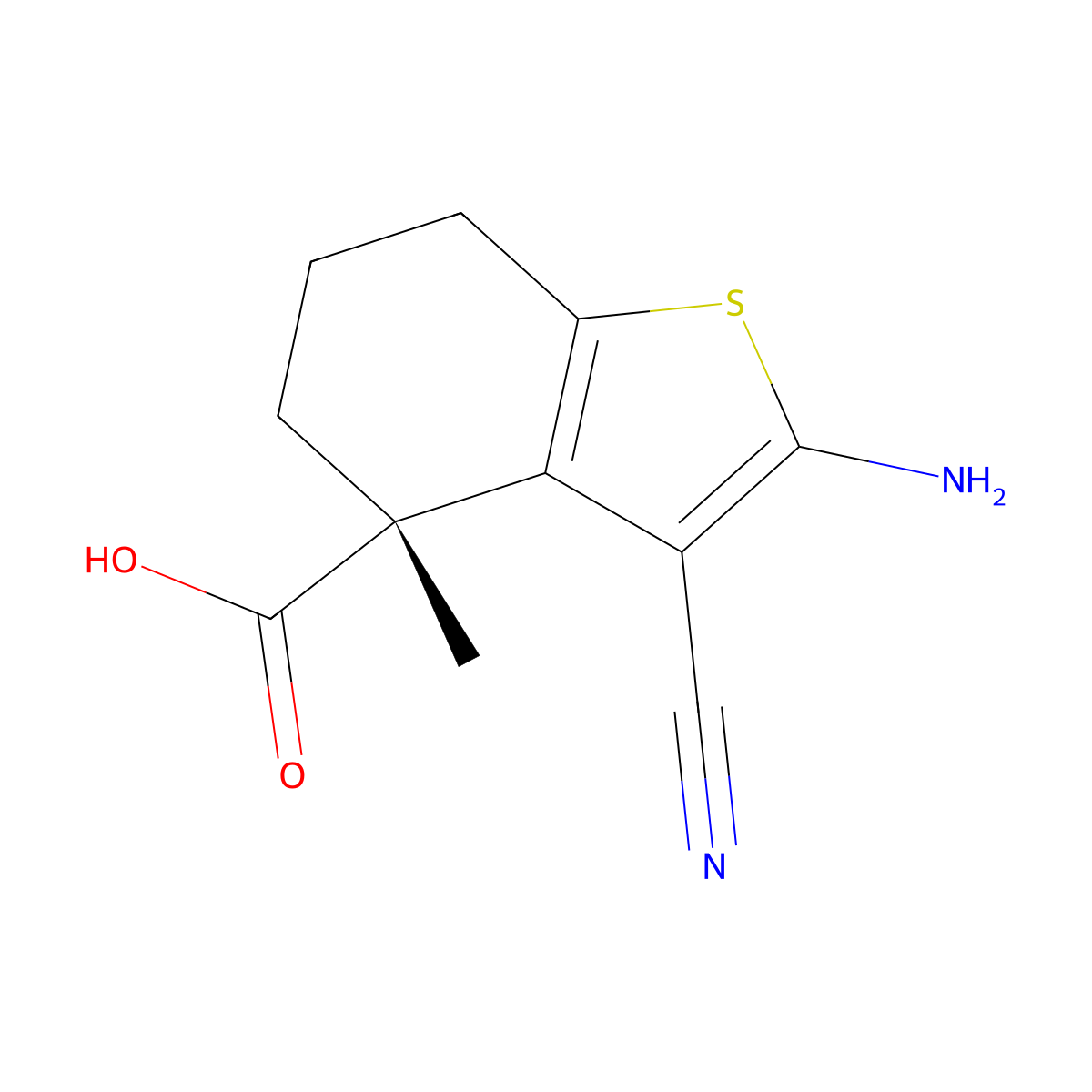 (R)-2-Amino-3-cyano-4-methyl-4,5,6,7-tetrahydrobenzo[b]thiophene-4-carboxylic acid molecular structure, CAS 2938170-12-6