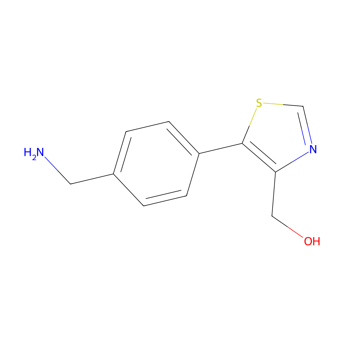 (5-(4-(Aminomethyl)phenyl)thiazol-4-YL)methanol molecular structure, CAS 2938170-16-0
