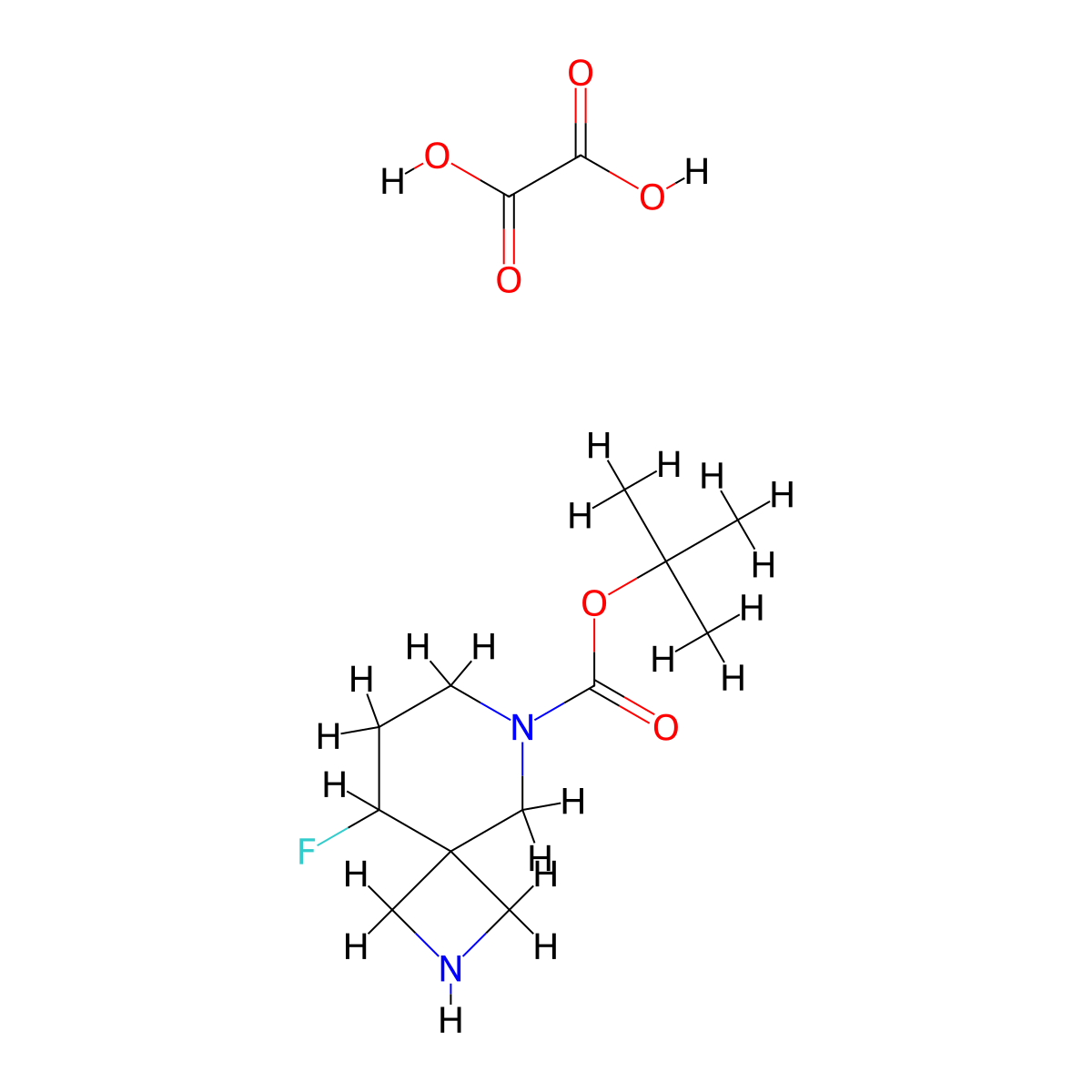 Tert-butyl 9-fluoro-2,6-diazaspiro[3.5]nonane-6-carboxylate;oxalic acid molecular structure, CAS 2938274-66-7