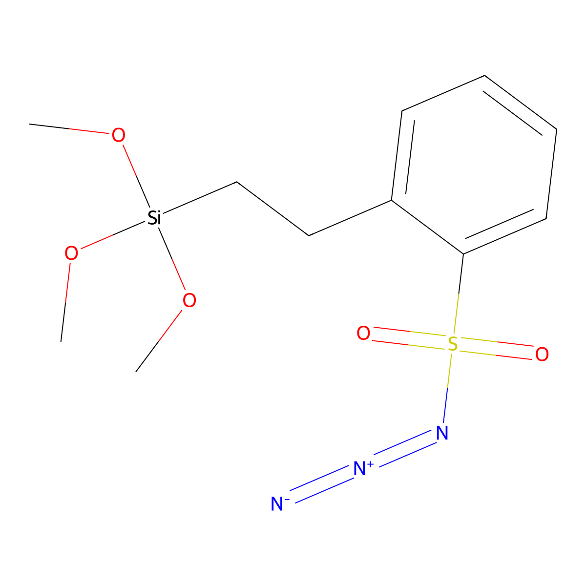 Benzenesulfonyl azide, (2-(trimethoxysilyl)ethyl)- molecular structure, CAS 29385-30-6