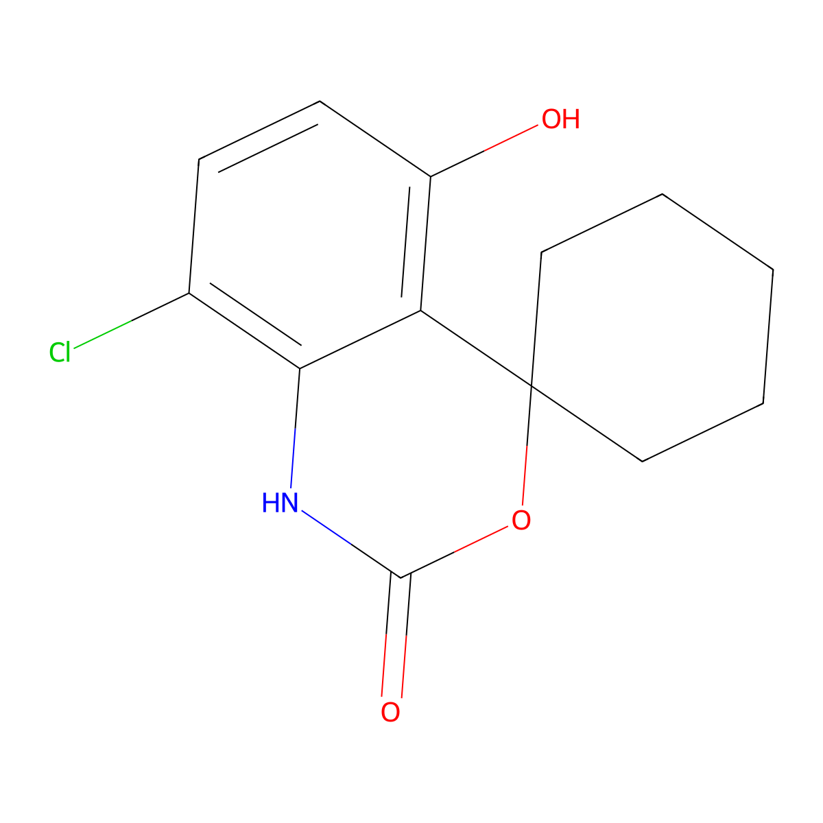 8-chloro-5-hydroxyspiro[benzo[d][1,3]oxazine-4,1'-cyclohexan]-2(1H)-one molecular structure, CAS 2938648-16-7