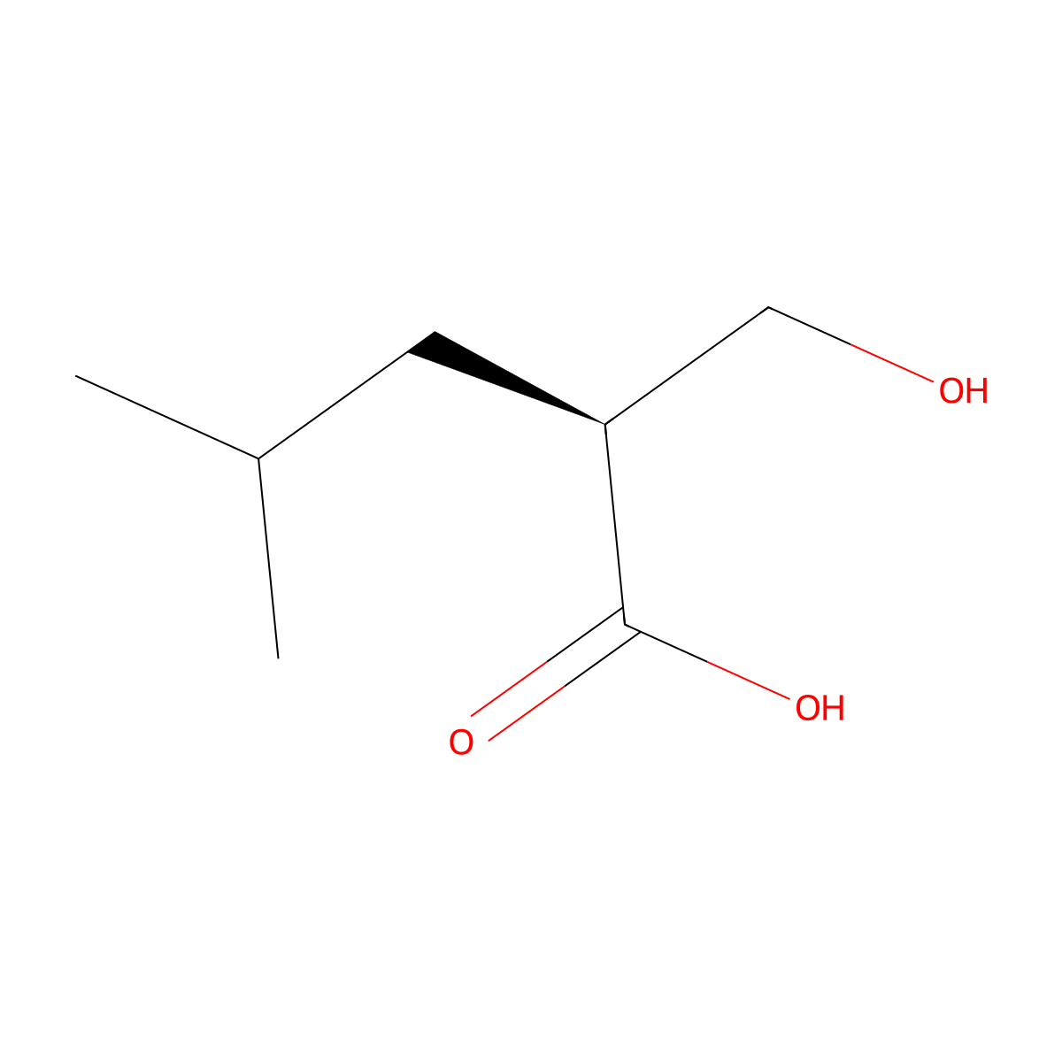 (2S)-2-(Hydroxymethyl)-4-methylpentanoic acid molecular structure, CAS 2938689-21-3