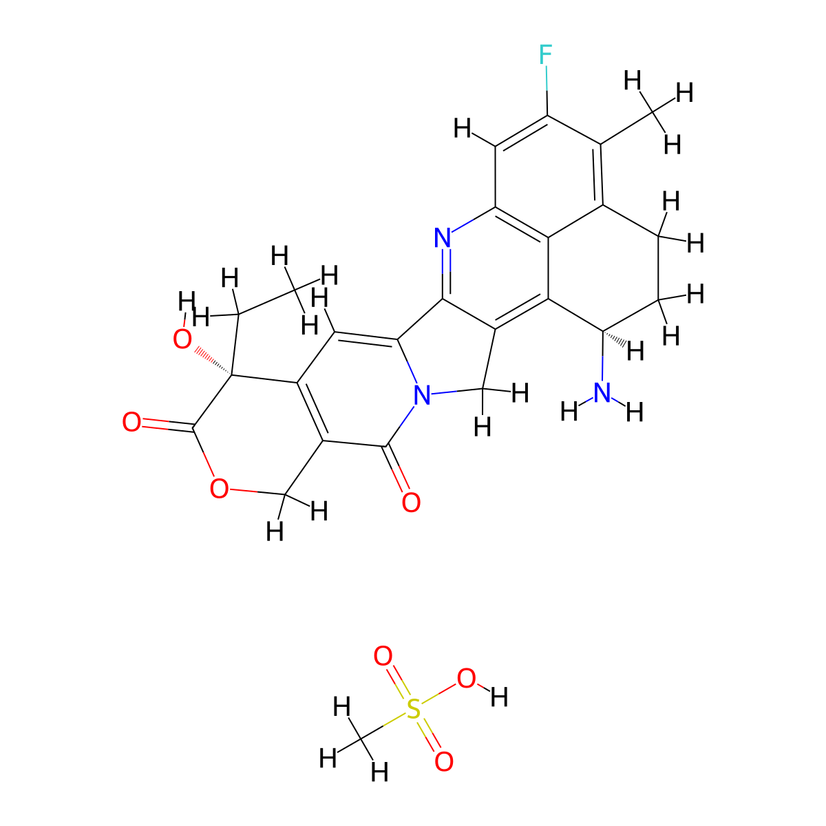 (1R,9R)-Exatecan mesylate molecular structure, CAS 2938875-39-7