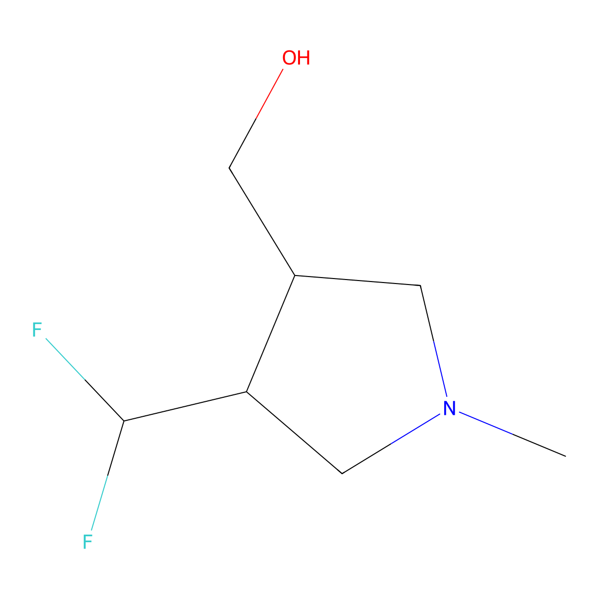 [(3S,4S)-4-(Difluoromethyl)-1-methyl-3-pyrrolidinyl]methanol molecular structure, CAS 2938875-49-9