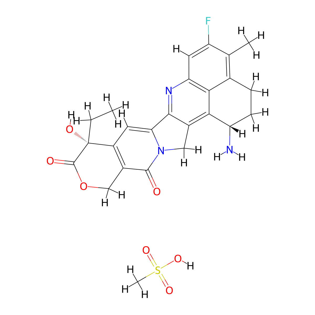 (1S,9R)-Exatecan mesylate molecular structure, CAS 2938875-54-6
