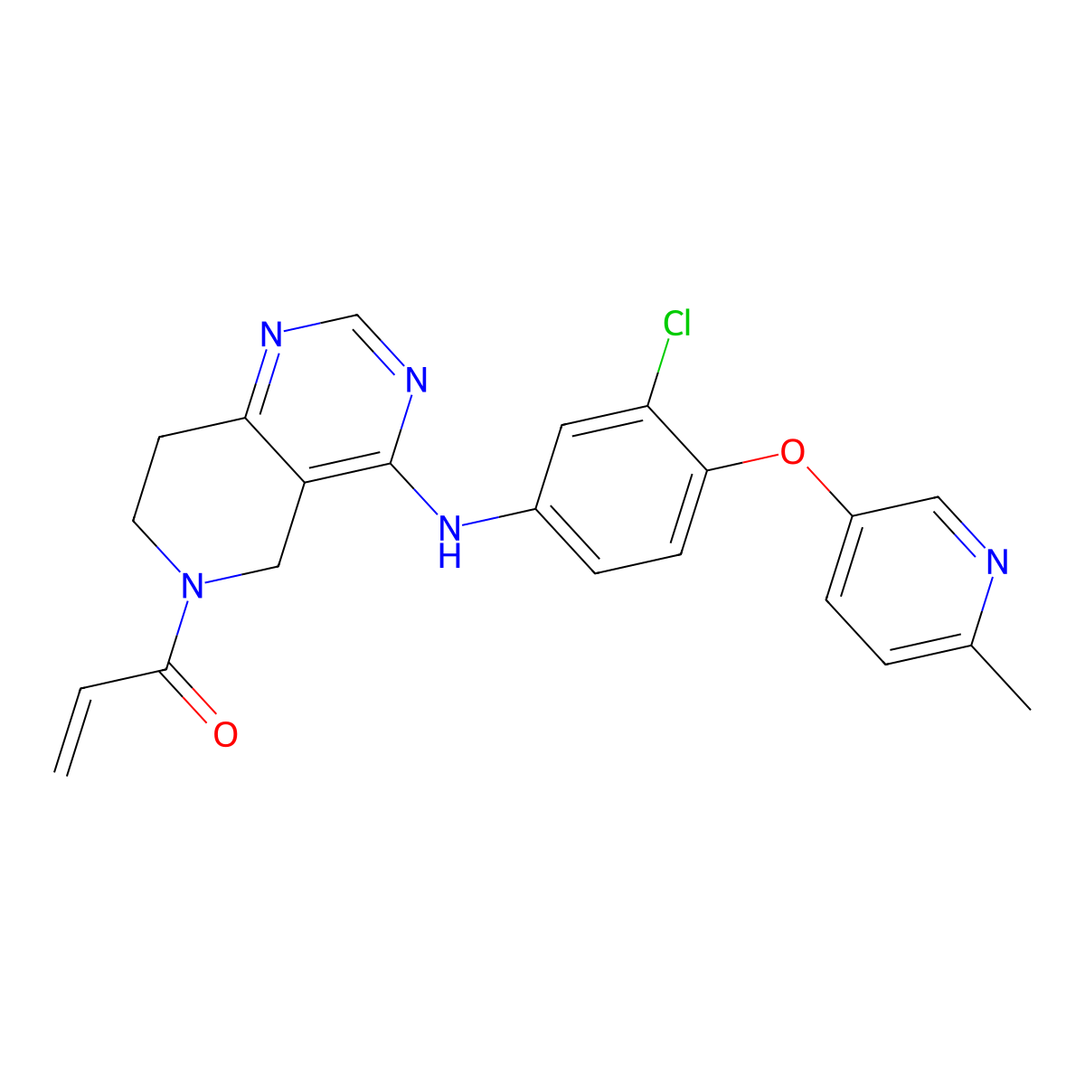 1-(4-((3-chloro-4-((6-methylpyridin-3-yl)oxy)phenyl)amino)-7,8-dihydropyrido[4,3-d]pyrimidin-6(5H)-yl)prop-2-en-1-one molecular structure, CAS 2938926-67-9