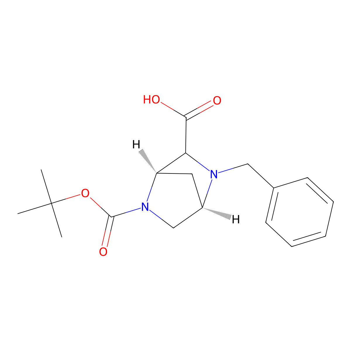 (1R,4R)-2-Benzyl-5-(tert-butoxycarbonyl)-2,5-diazabicyclo[2.2.1]heptane-3-carboxylic acid molecular structure, CAS 2938993-68-9