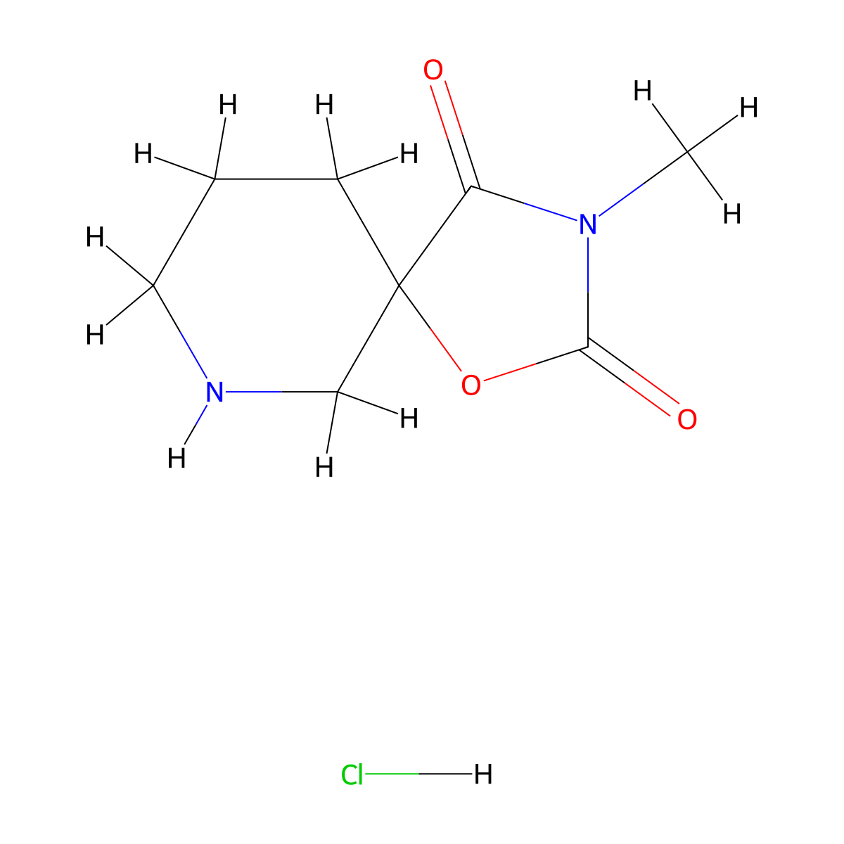3-Methyl-1-oxa-3,7-diazaspiro[4.5]decane-2,4-dione hydrochloride molecular structure, CAS 2938997-14-7