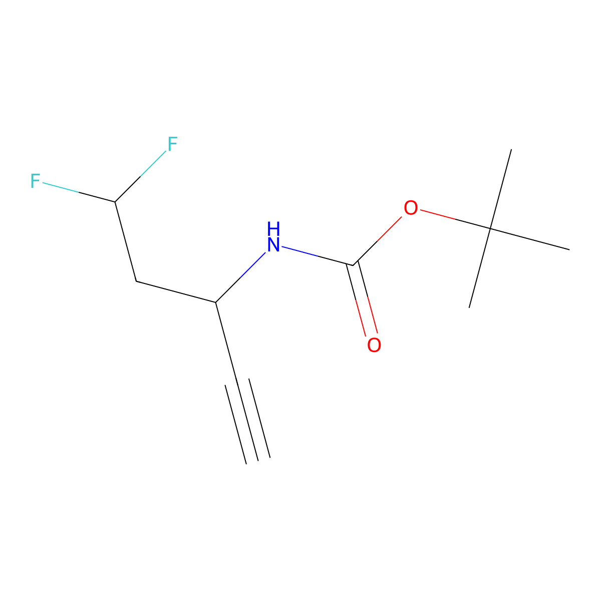 tert-butyl N-(5,5-difluoropent-1-yn-3-yl)carbamate molecular structure, CAS 2938997-22-7