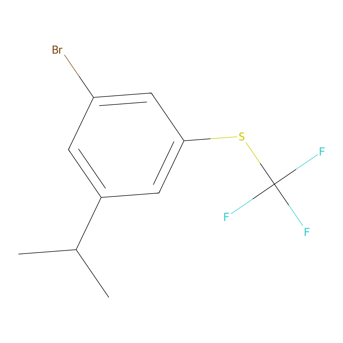 1-Bromo-3-(propan-2-yl)-5-[(trifluoromethyl)sulfanyl]benzene molecular structure, CAS 2938997-27-2