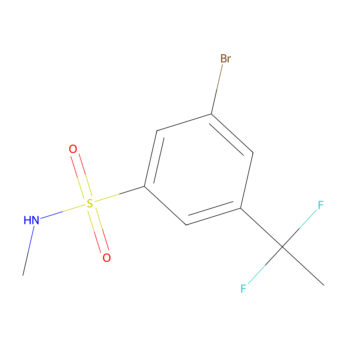 3-bromo-5-(1,1-difluoroethyl)-N-methylbenzene-1-sulfonamide molecular structure, CAS 2938997-28-3