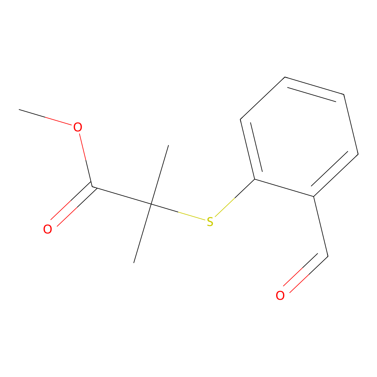 Methyl 2-[(2-Formylphenyl)thio]-2-methylpropanoate molecular structure, CAS 2938997-30-7