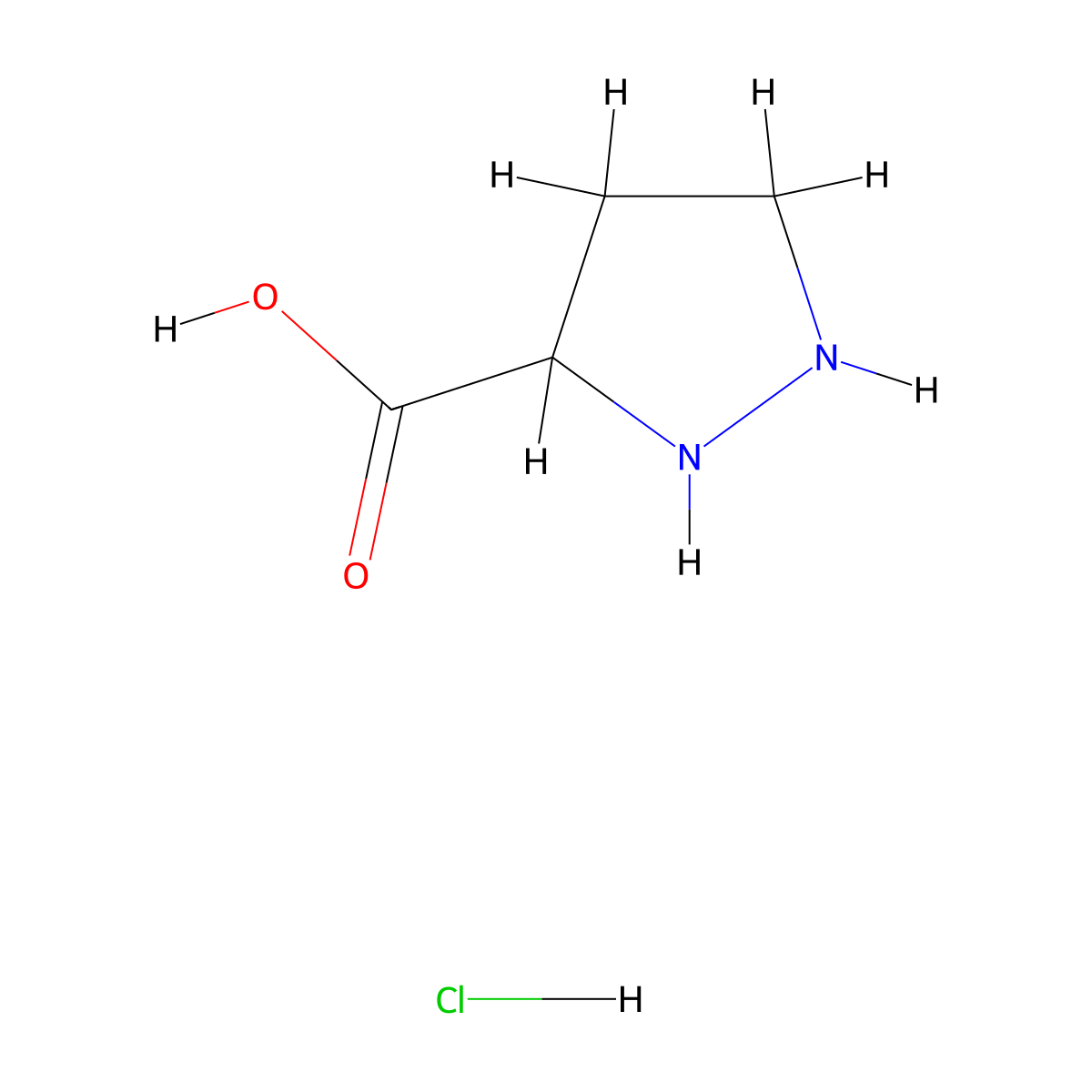 Pyrazolidine-3-carboxylic acid hydrochloride molecular structure, CAS 2938997-36-3