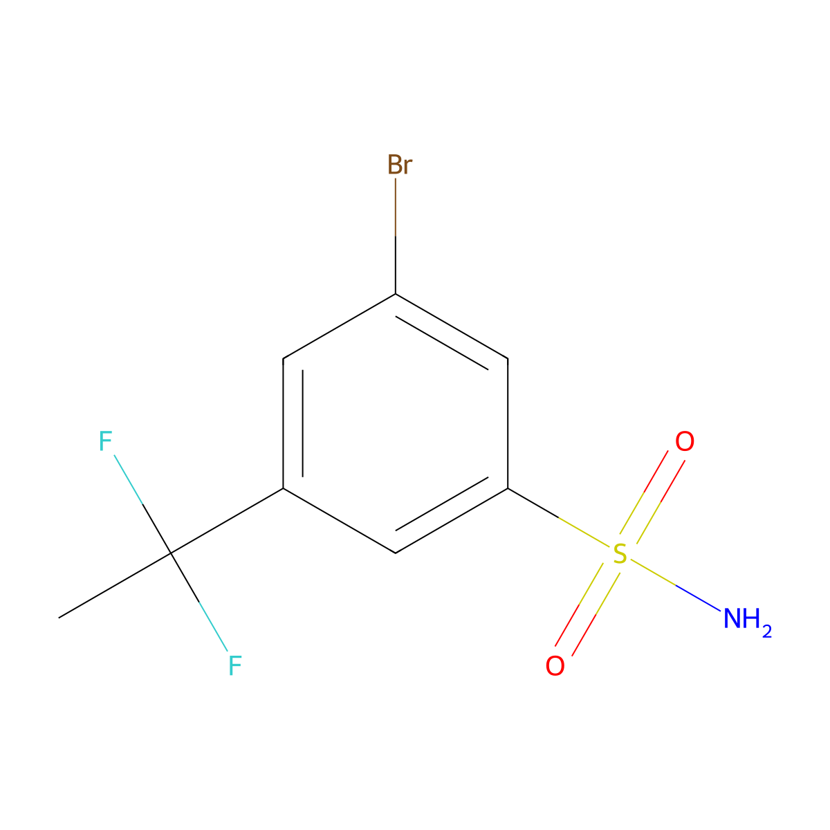 3-Bromo-5-(1,1-difluoroethyl)benzene-1-sulfonamide molecular structure, CAS 2938997-43-2