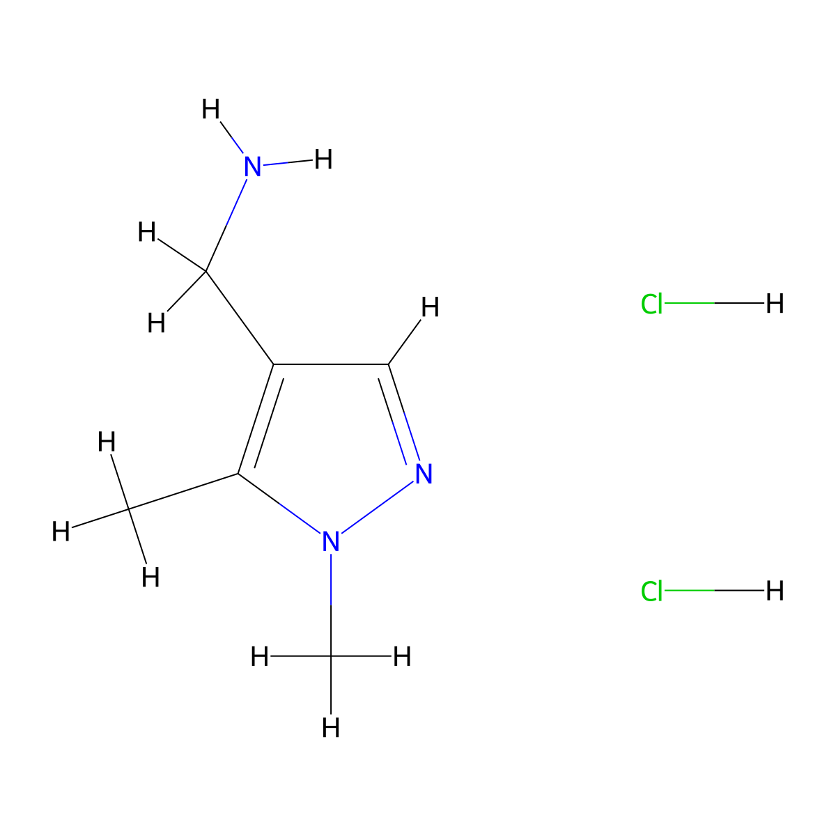 1-(1,5-dimethyl-1H-pyrazol-4-yl)methanamine dihydrochloride molecular structure, CAS 2938997-46-5