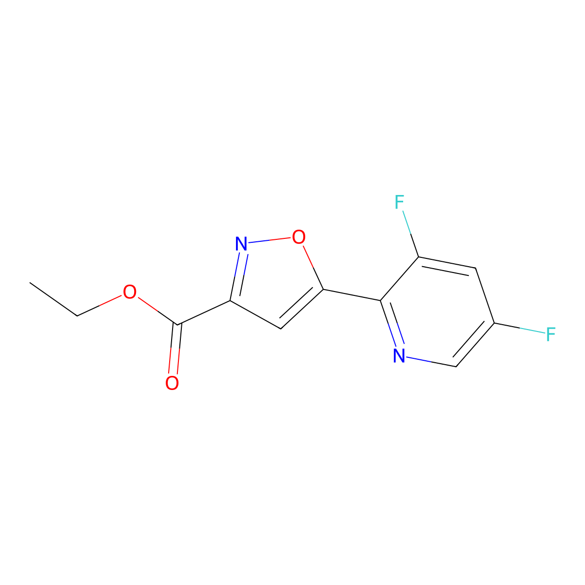 Ethyl 5-(3,5-Difluoro-2-pyridyl)isoxazole-3-carboxylate molecular structure, CAS 2938997-59-0