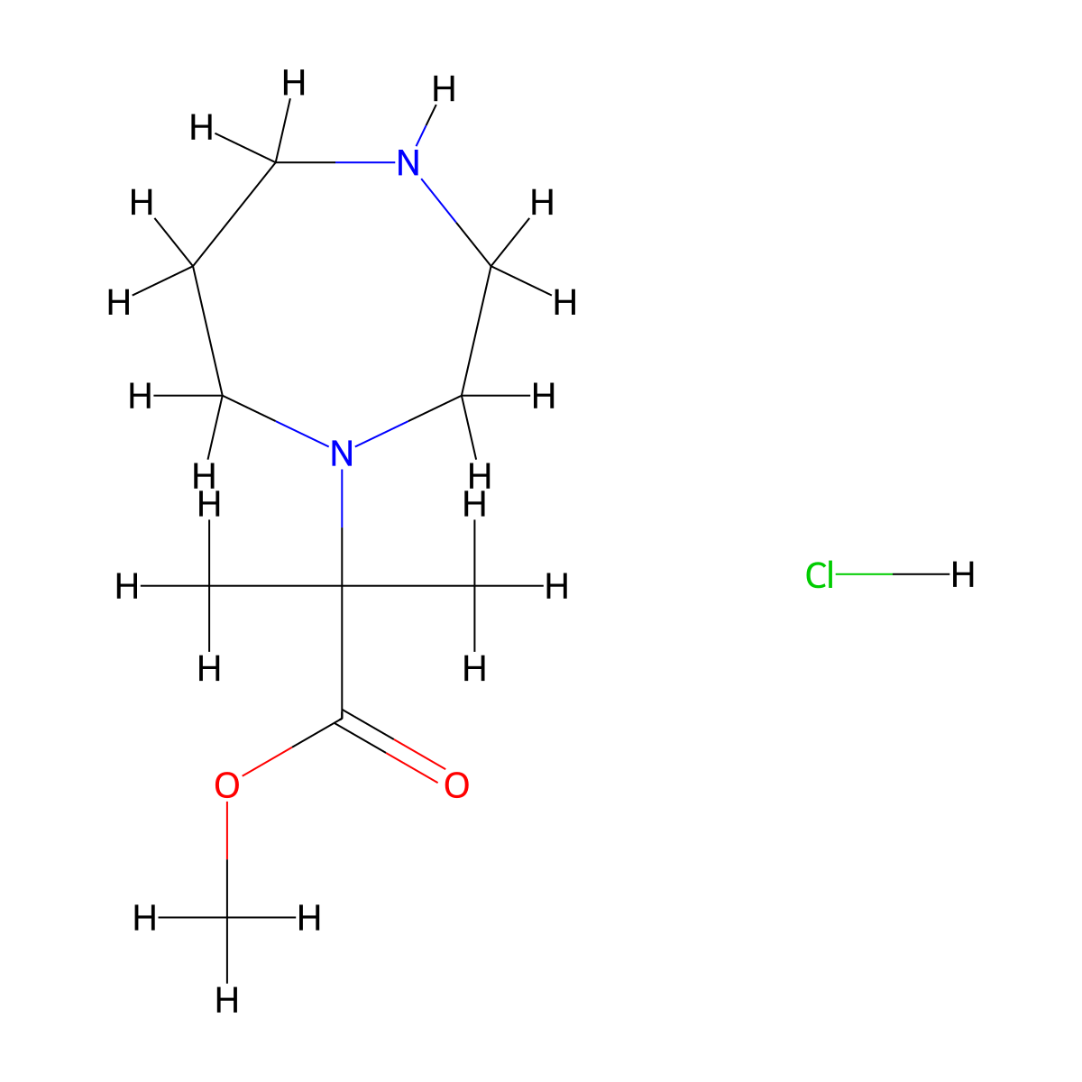 Methyl 2-(1,4-diazepan-1-YL)-2-methylpropanoate hydrochloride molecular structure, CAS 2938997-69-2