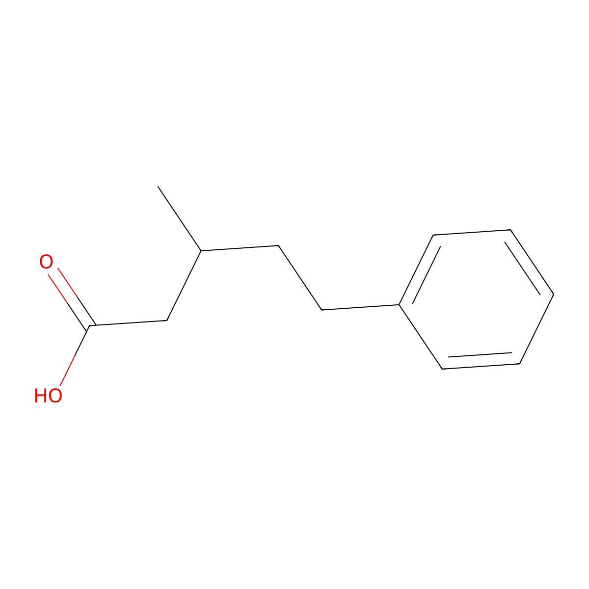 3-Methyl-5-phenylpentanoic acid molecular structure, CAS 2939-13-1