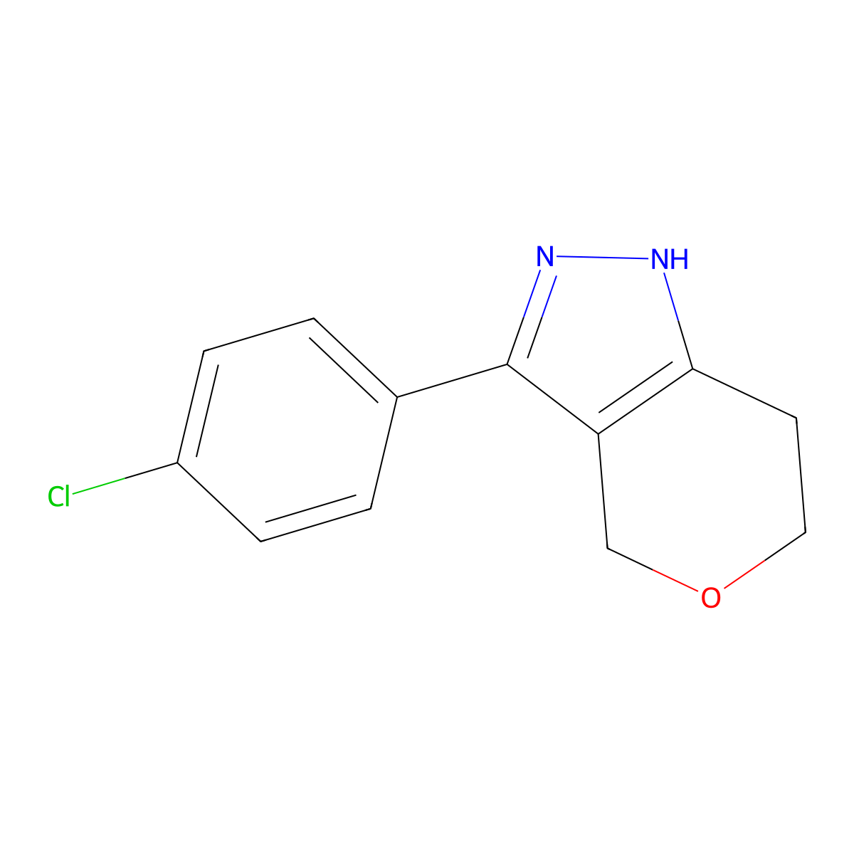 3-(4-Chlorophenyl)-1,4,6,7-tetrahydropyrano[4,3-c]pyrazole molecular structure, CAS 2939000-22-1