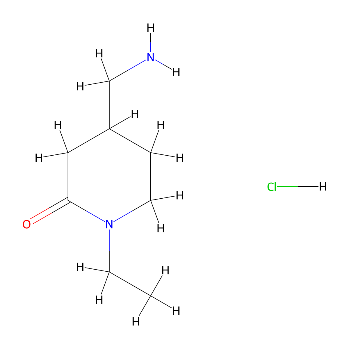 4-(Aminomethyl)-1-ethylpiperidin-2-one hydrochloride molecular structure, CAS 2939000-33-4